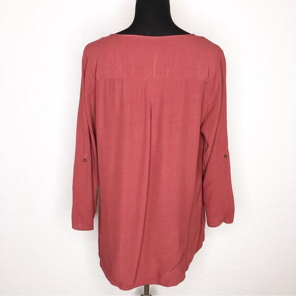 Soft Surroundings rust rose dark pink roll tab sleeve top size Extra Large XL - Picture 13 of 13